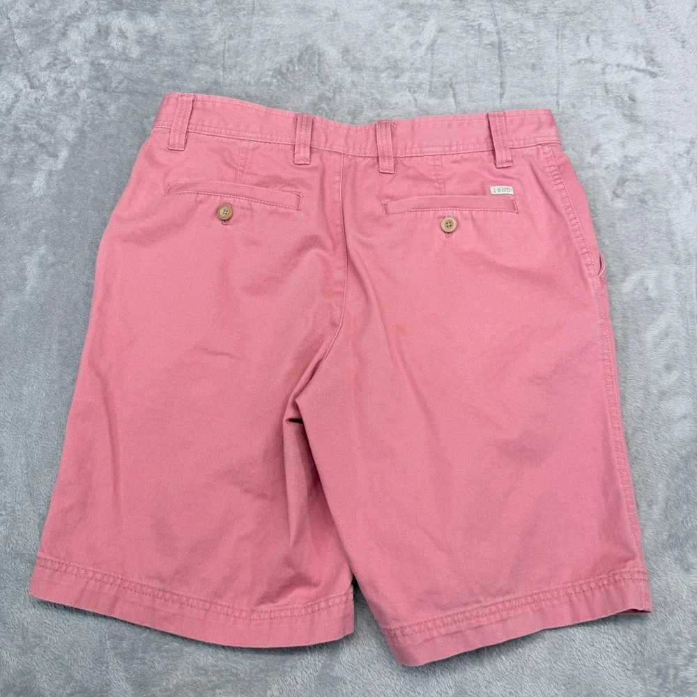 IZOD Saltwater Chino Shorts Mens 33 Pink Cotton Flat Front 45SH128633